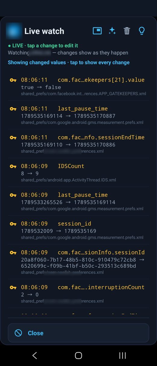 Watch & edit app data live