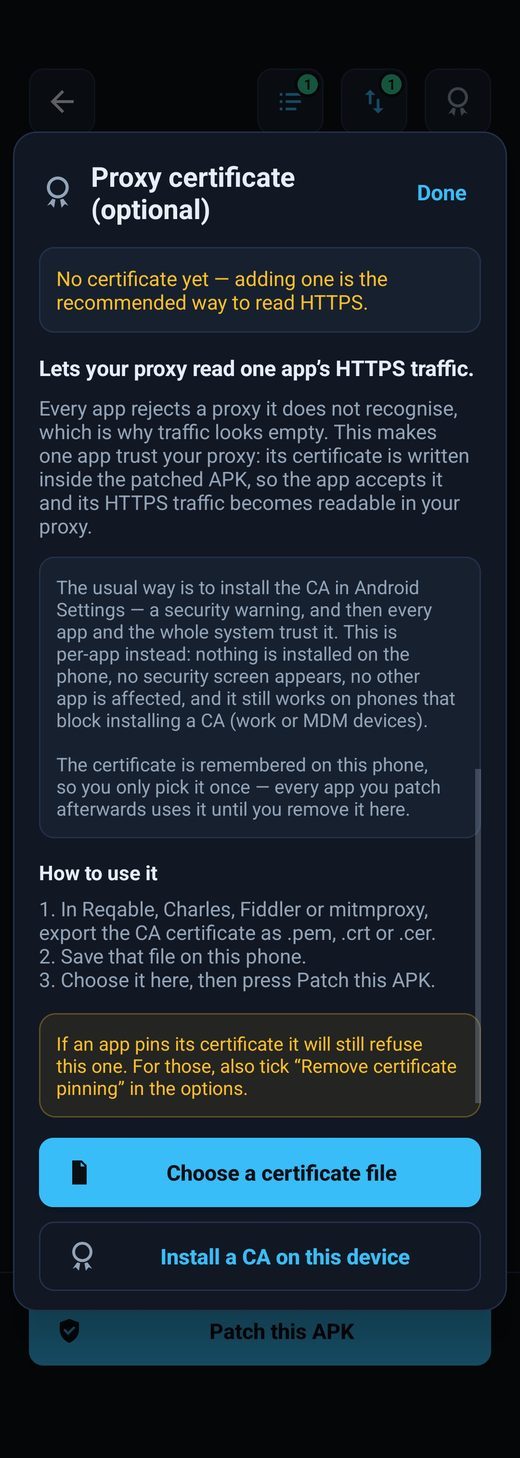 Per-app CA trust